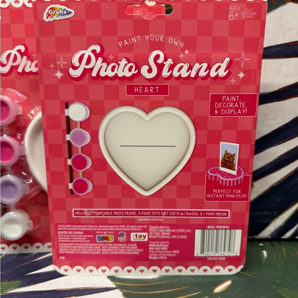 Set of 2 Paint Your Own Heart Photo Stand Kits with brush and paint